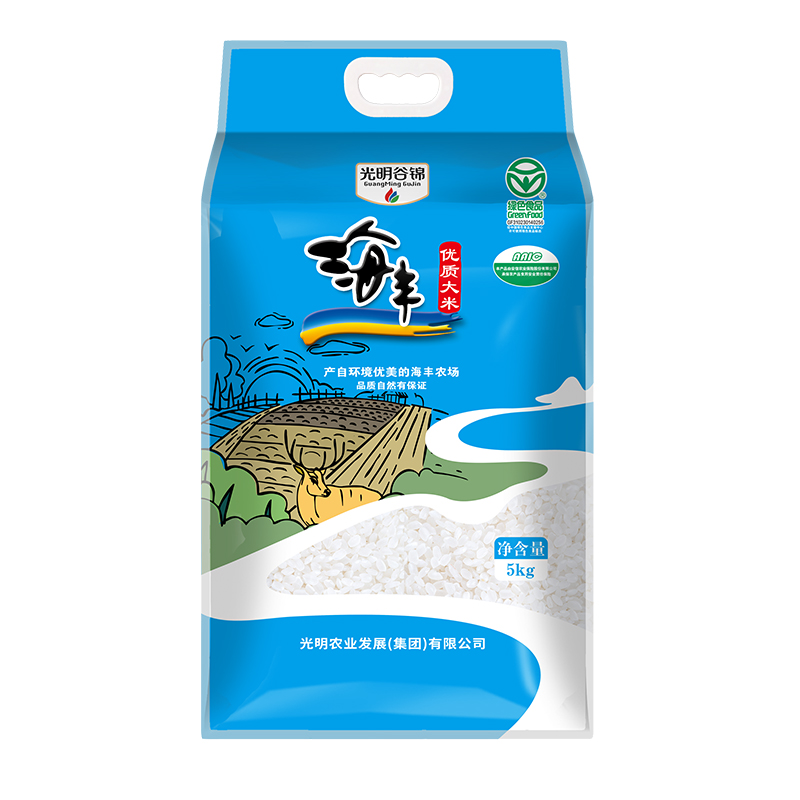 光明谷锦 海丰优质大米 非真空包装 5kg 水蓝色（单位：袋）