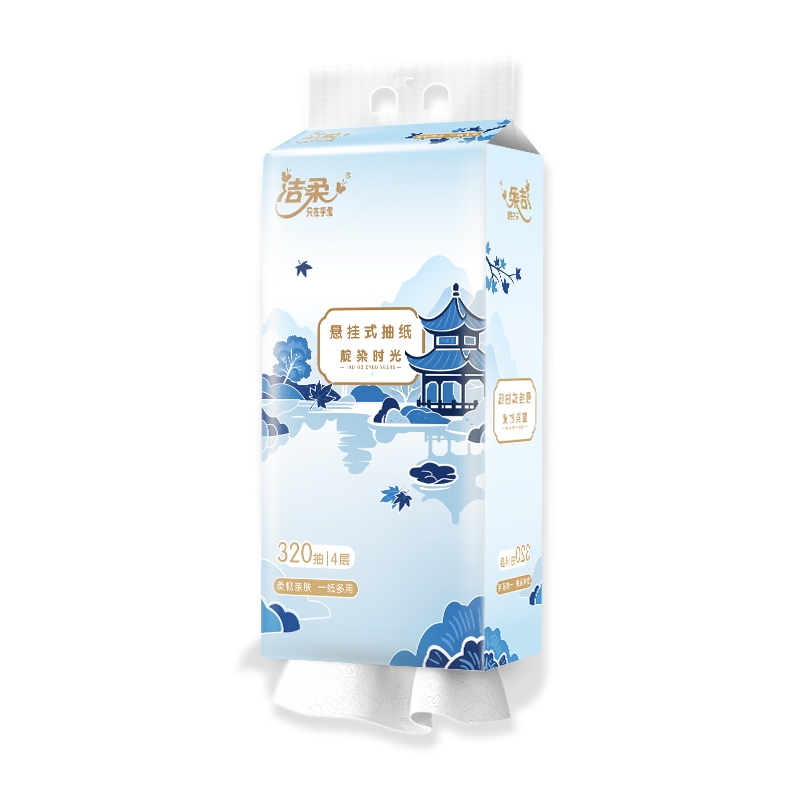 洁柔（C&S） 甄选悬挂式抽纸面巾 TR097301A 4层320抽 白色（单位：提）