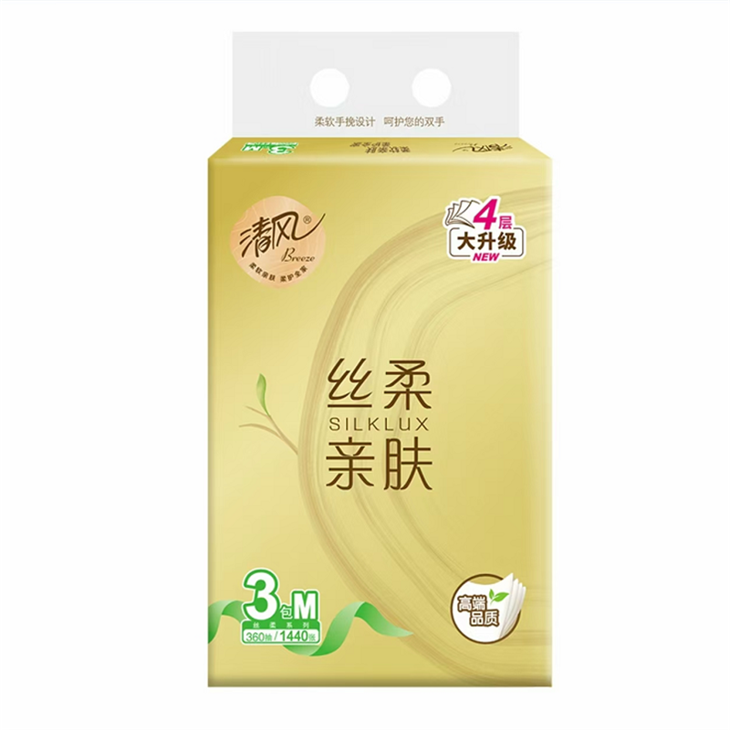 清风 丝柔抽纸4层120抽 BR34MJ 3包/提 琥珀色（单位：提）