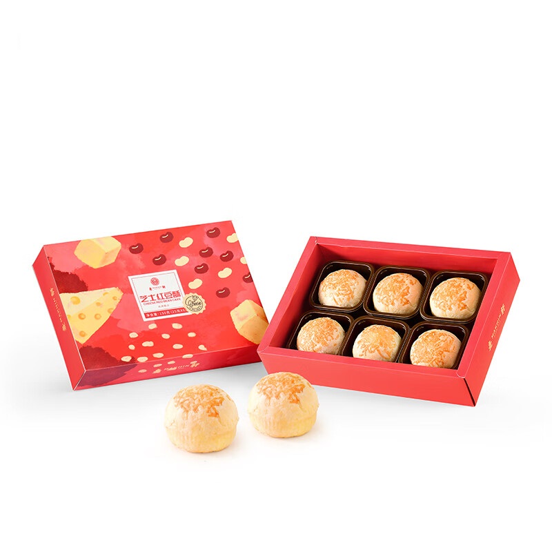 麦轩 广式糕点 芝士红豆酥 300g 红色（单位：盒）