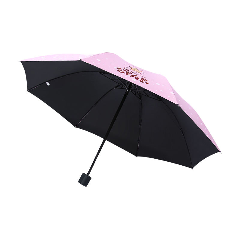 丰懋 卡通小清新黑胶防晒UPF50+折叠防紫外线太阳雨伞 FXYB20 67*98cm 小星星粉色（单位：把）