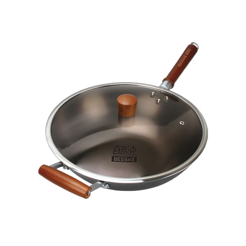 百斯克 匠心铸铁炒锅 BSK-GC250106 32cm  铁灰色（单位：个）