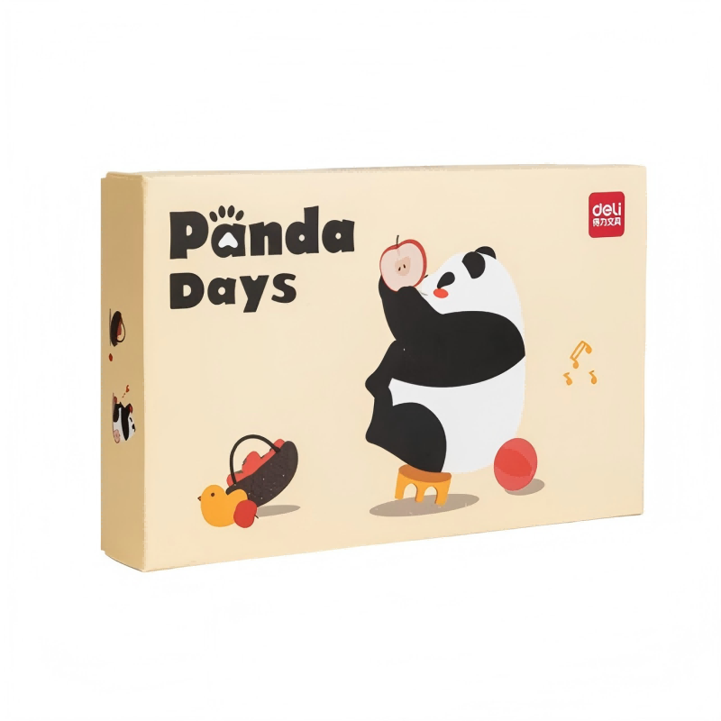 得力(deli) 熊猫学生文具套装 VG55 4件套  米色（单位：盒）