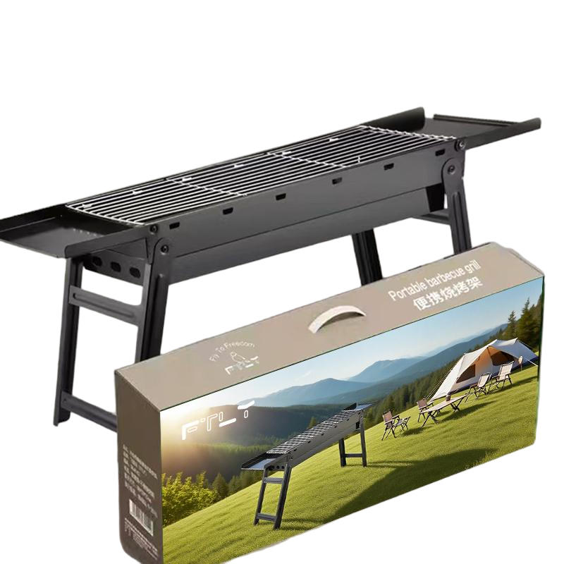 飞图乐（FTLY） 升级带隔板不锈钢烤网烧烤架 SKJ0102 88*32*22.5cm 曜石黑（单位：套）