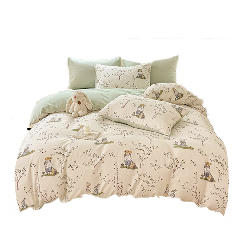 雅鹿 床上四件套 100%纯棉 静逸兔影 200x230cm 混色（单位：套）