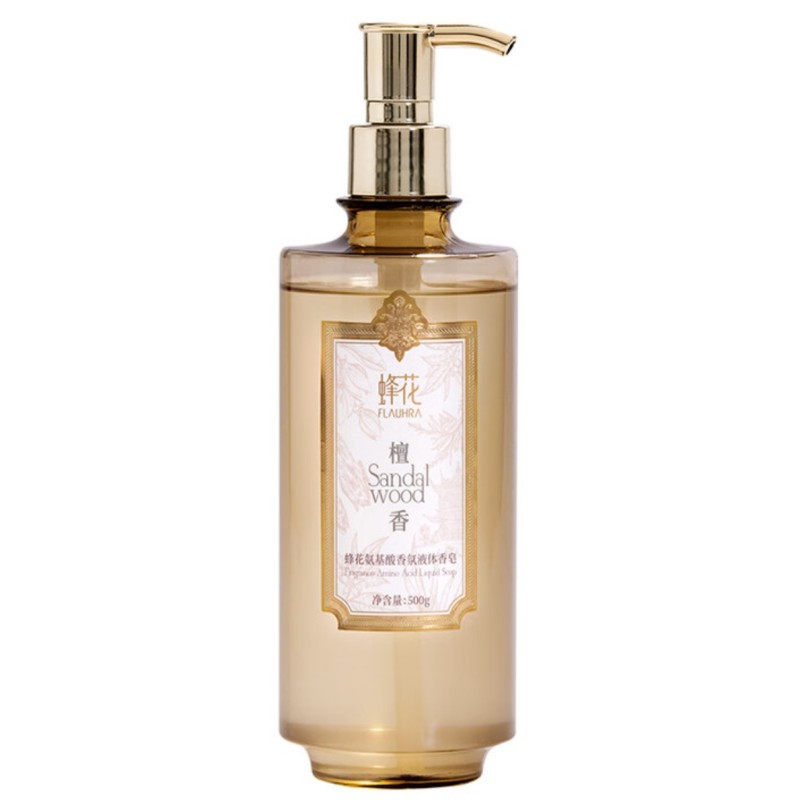 蜂花（BEE&FLOWER） 氨基酸香氛液体香皂 红原暖檀 500g 琥珀色（单位：瓶）