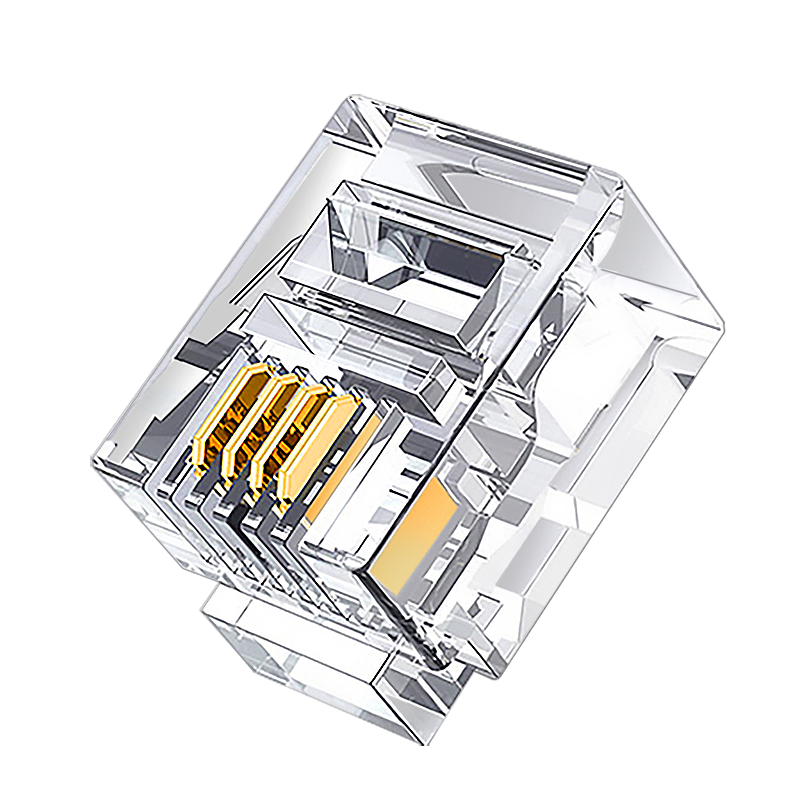 博扬 电话水晶头三叉式 4芯语音电话线接头 BY-RJ11-6P4C 50个 白色（单位：盒）