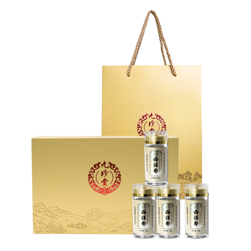 九珍堂 加拿大西洋参正切圆片 一级精挑 1.6cm 6克*4礼盒 金色（单位：套）