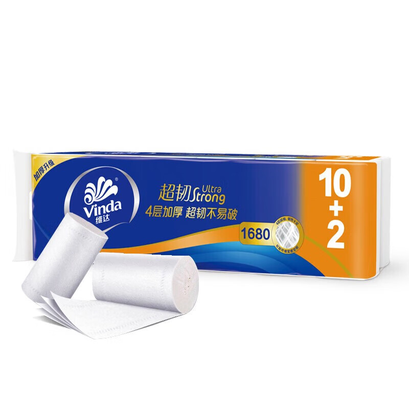 维达 超韧无芯卷纸 V4457-1 4层140克12卷 蓝色（单位：提）