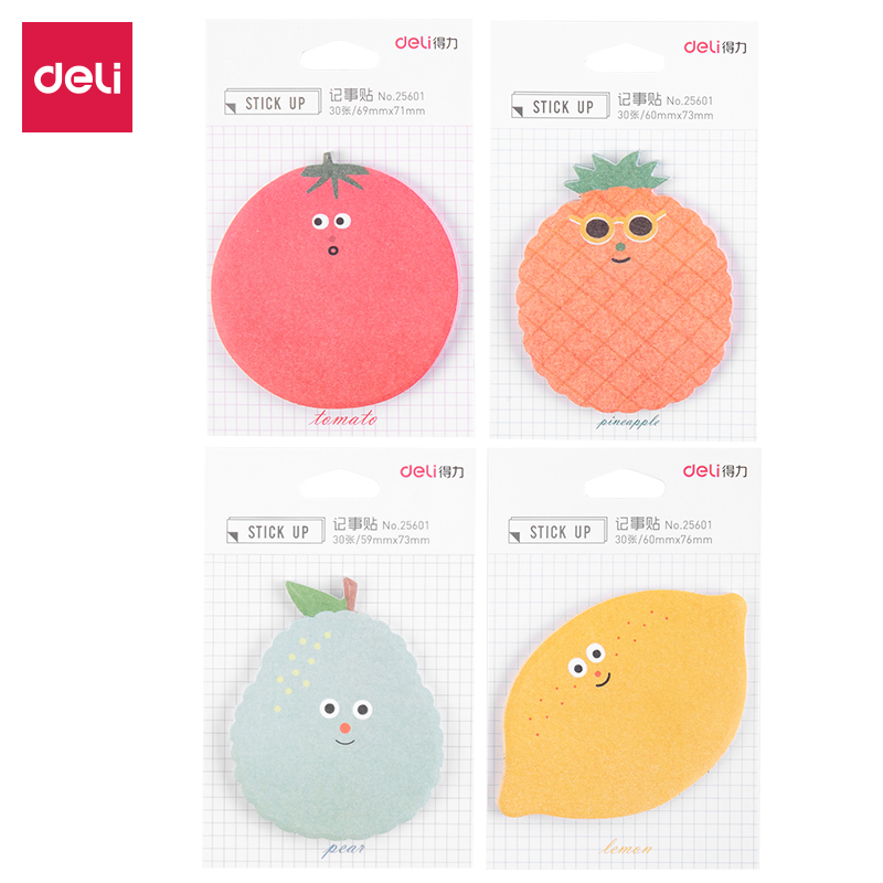 得力(deli) 高颜值水果主题记事贴 25601 30张/包  4包装 混色（单位：袋）