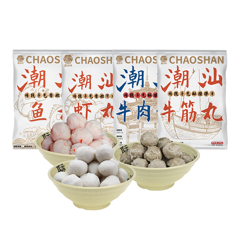潮满峰 经典潮味套装 牛肉丸+牛筋丸+虾丸+鱼丸 CMF 250g*4袋/共1000g 混色（单位：套）
