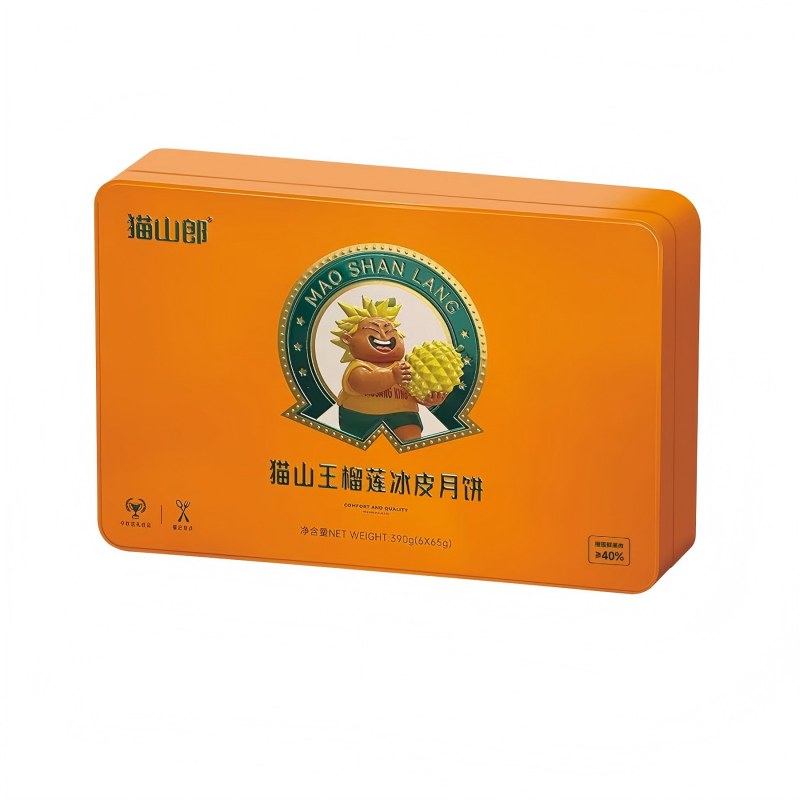猫山郎 猫山王榴莲冰皮月饼【真榴莲 真果肉】相聚中秋 390g/盒*1 65g*6 橙色（单位：盒）