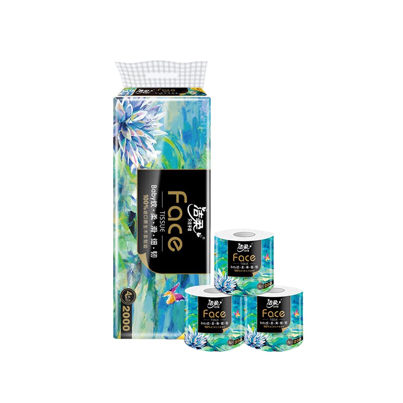 洁柔（C&S） 油画有芯卷纸 BJ203-10-1 4层200克10卷 绿色（单位：提）