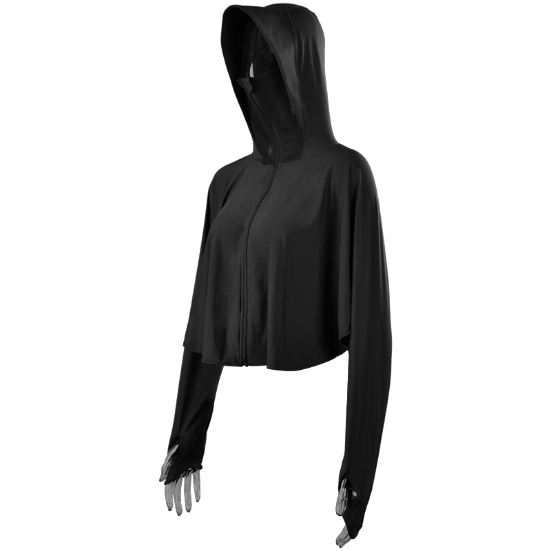 卡蒙（Kenmont） 斗篷短款长袖冰丝防晒衣 KM-3690 均码 黑色（单位：件）
