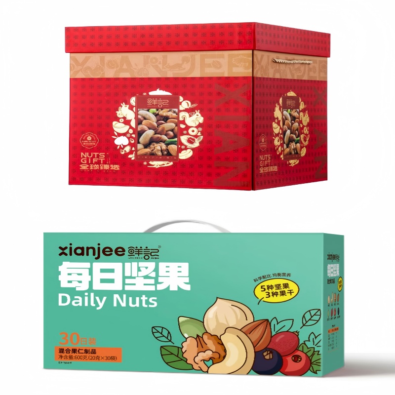 鲜记 休闲零食 大礼包 全球臻选礼盒2.28kg，每日坚果600g 混色（单位：组）