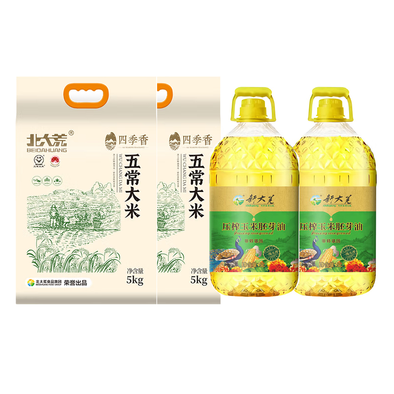 北大荒 新大荒印象四季香五常大米玉米胚芽油 粮油组合 10KG+10L 象牙色（单位：箱）