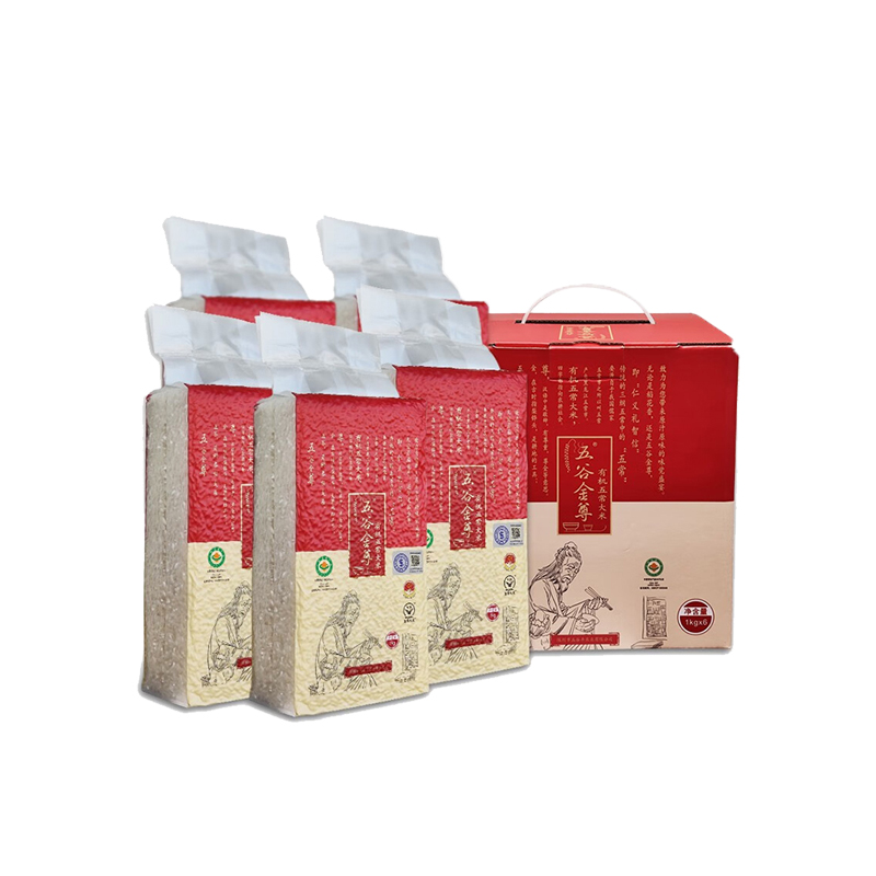 五谷金尊 有机五常大米 地道稻花香 6kg（1kg*6包） 红色（单位：盒）