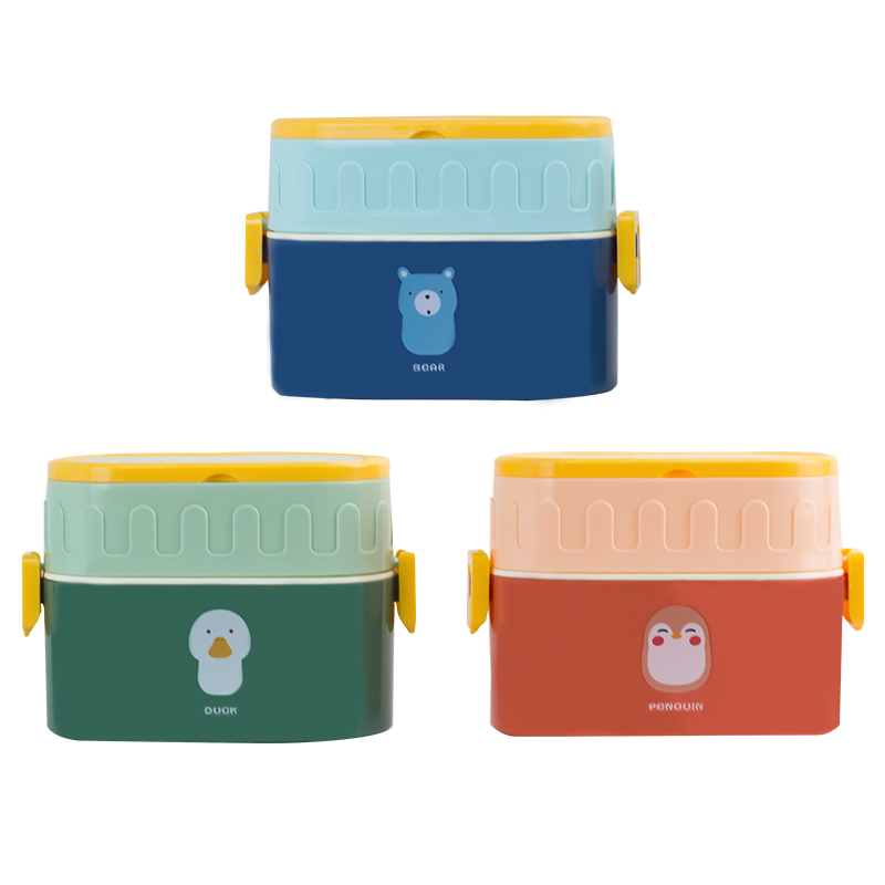 婴侍卫（BBG） 卡通双层餐盒950ml 2516A 18*8*12.5cm 混色（单位：个）