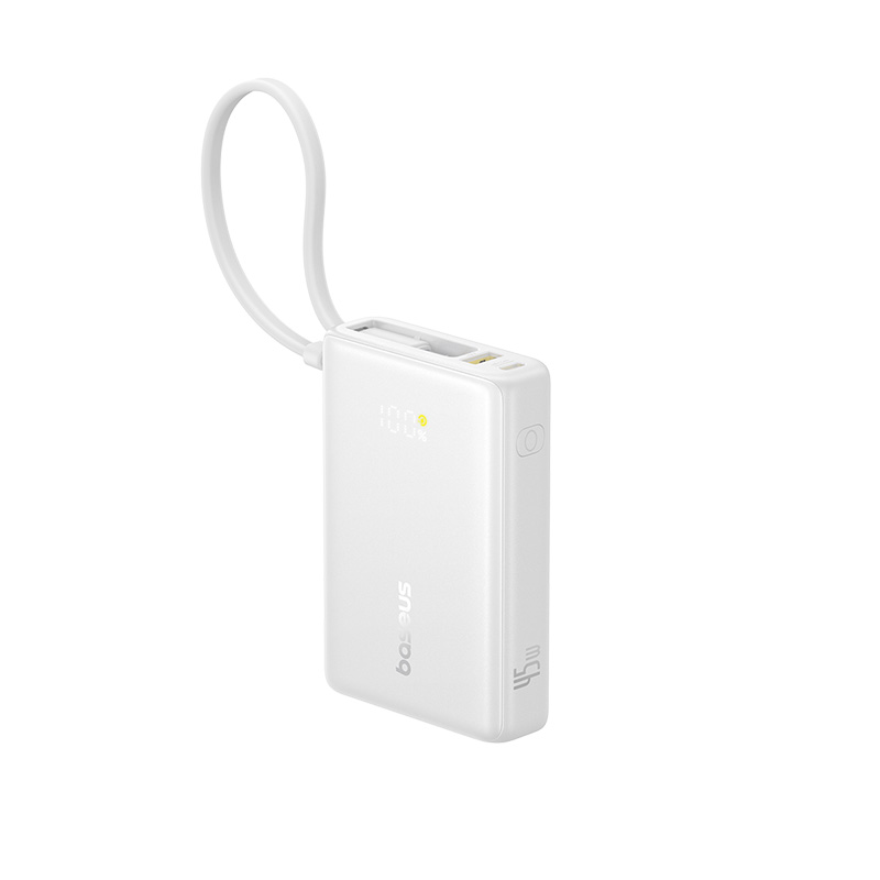 倍思（Baseus） EnerCore P1 数显自带线移动电源  PPPG-1W45C 10000mAh 45W  白色（单位：个）