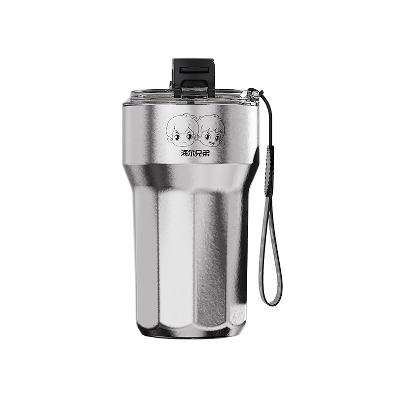 海尔兄弟（HAIERBROS） 咖啡杯 HBBZ-J01D40L便携双饮钛 400ml 银色（单位：个）