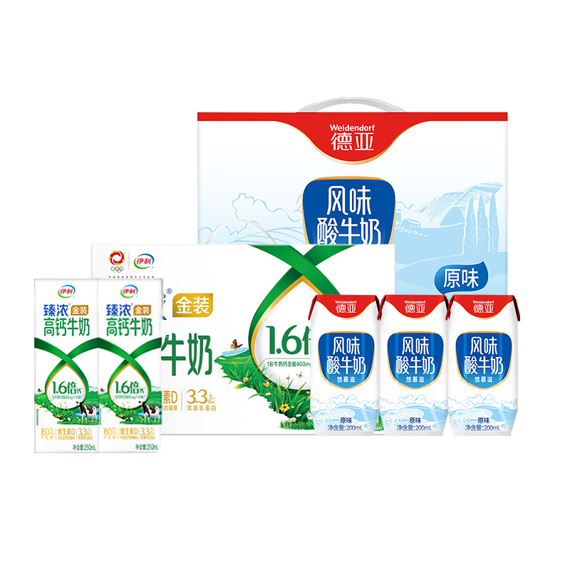 德亚（Weidendorf） /伊利 酸奶牛奶 组合 4.5L 混色（单位：组）