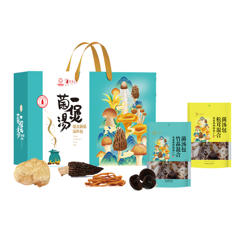 半亩川 羊肚菌竹荪松茸混合菌菇汤包 一煲菌汤礼盒 420g 混色（单位：盒）