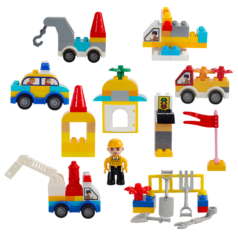 婴侍卫（BBG） 儿童积木车玩具套装134pcs大颗粒DIY拼搭 NO.139 25X31X8cm 混色（单位：套）