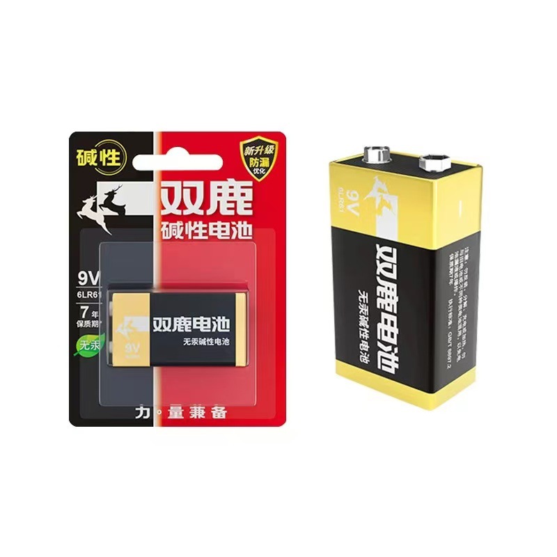 双鹿电池 碱性电池 9V 1粒卡装 黑色（单位：卡）