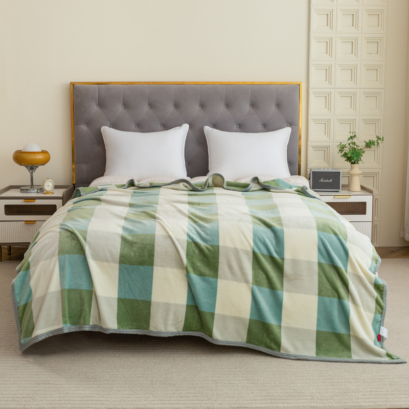 红蜻蜓（RED DRAGONFLY） 云丝绒盖毯-青韵棋格 HQT-TZ7106 200*230cm 混色（单位：条）