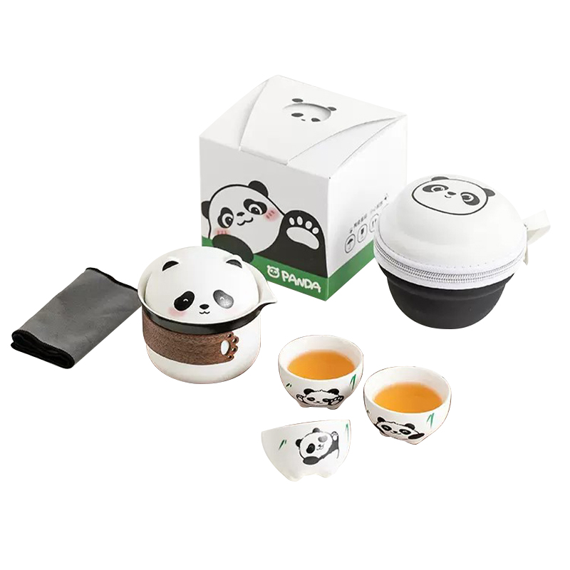 品舰 茶具套装团团熊猫 PJB032 茶壶*1、茶杯*3、茶巾、便携EV包*1、礼盒*1  白色（单位：套）