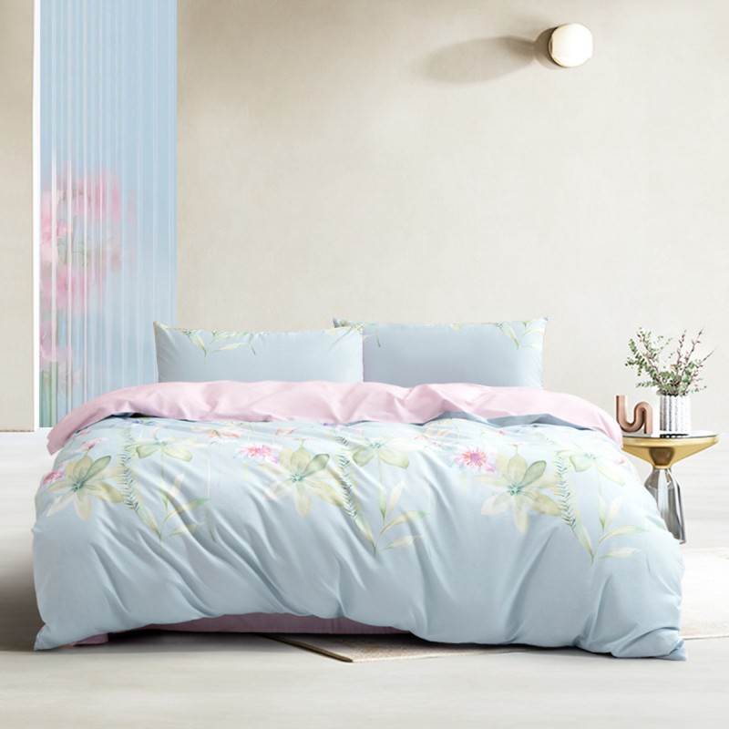 遇渐 花漾梦境全棉四件套 127803 适用1.5m 200cm&times;230cm 婴儿蓝（单位：套）