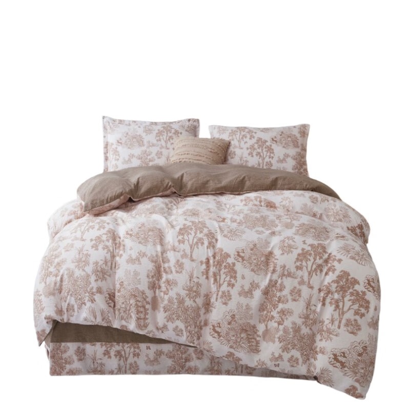 奥特佳 古风麻棉四件套 001-010043 200*230cm 200*230cm 咖色（单位：套）