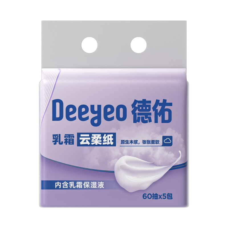 德佑 乳霜纸 1提 60抽*5包 白色（单位：提）
