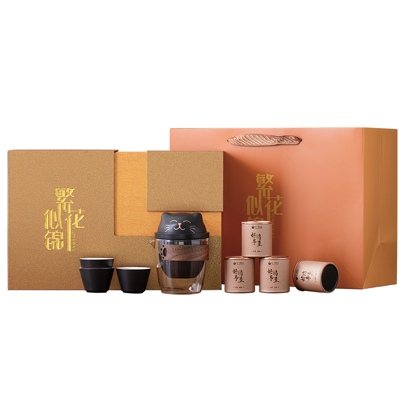 品舰 茶具套装繁花似锦-招财猫 PJL10 茶壶*1、茶漏*1、茶杯*3、阿萨姆红茶*4、礼盒*1  黑色（单位：套）