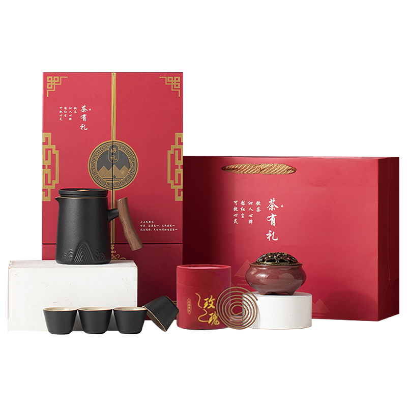 品舰 茶具套装茶有礼-锦绣山河 PJL06 茶壶*1、茶杯*4、玫瑰香*1、香炉*1、礼盒*1  黑色（单位：套）