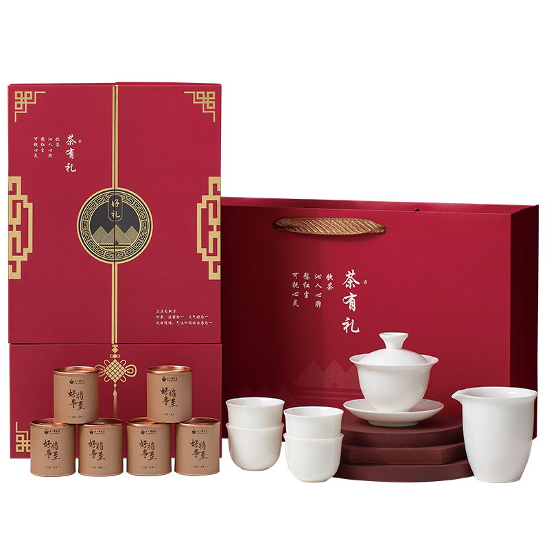 品舰 茶具套装茶有礼-君临天下 PJL08 盖碗*1、公道杯*1、茶杯*4、红茶x6、礼盒*1  白色（单位：套）
