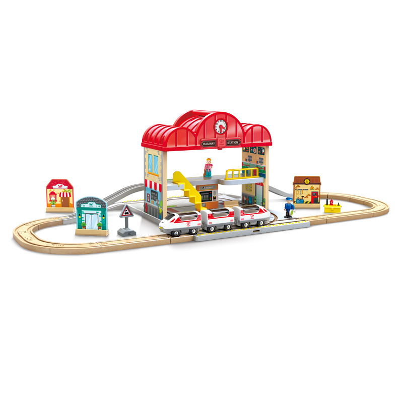 Hape 火车轨道大车站便携套(建构玩具） E3877 2.28kg 混色（单位：套）
