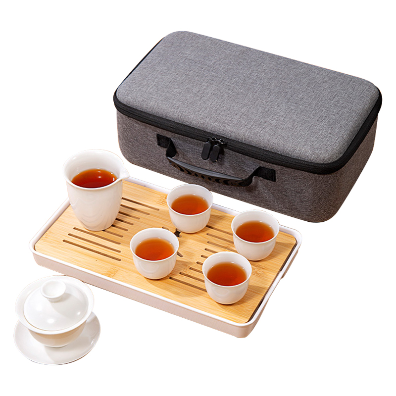 品舰 茶具套装言旅 PJS08 盖碗*1、公道杯*1、茶杯*4、茶盘、高端EV包*1  白色（单位：套）