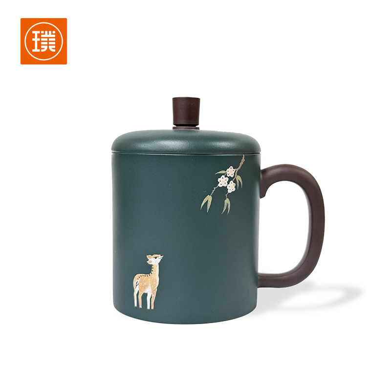 璞实茶器 茶杯 一鹿生花 450ml 紫砂（单位：套）