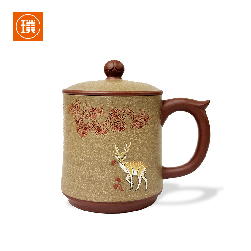 璞实茶器 茶杯 鹿鸣 450ml  紫砂（单位：套）