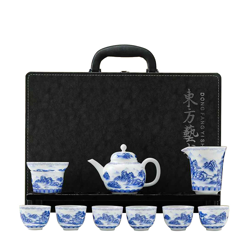 品舰 茶具套装青花桃源 PJL062 茶壶*1、茶杯*6、公道杯*1、过滤组*1、商务包*1  白色（单位：套）