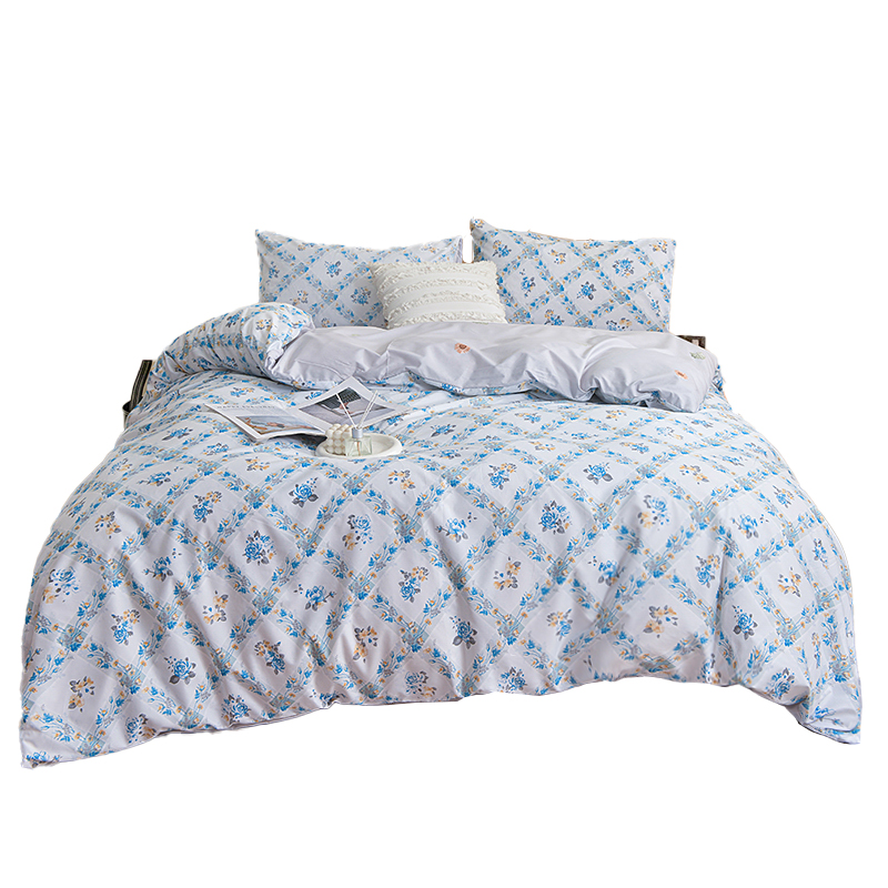 罗曼罗兰（ROMROL） 加厚磨毛四件套 轻语繁花TJ006 200*230cm  蓝色（单位：套）