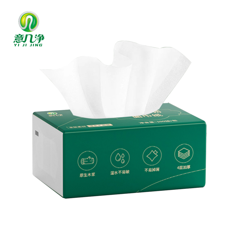 意几净 柔韧亲肤抽纸 原生木浆 yjj4854 180mmX156mm/4层100抽*6包  绿色（单位：提）