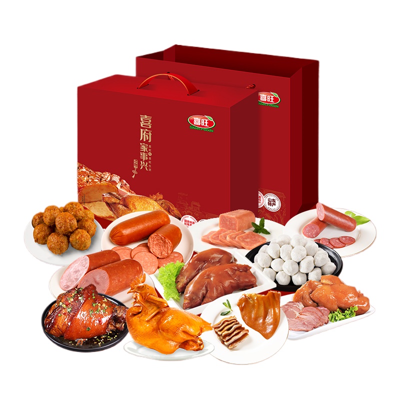 喜旺（Siwin Foods） 熟食卤味烤肉组合 喜府家事兴肉食 3580g（11种）礼盒装 混色（单位：盒）