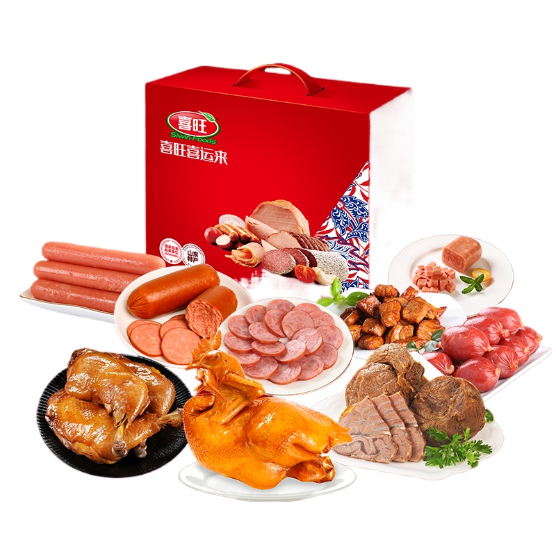 喜旺（Siwin Foods） 熟食烧鸡肉肠组合 喜旺喜运来 2530g（9款）礼盒装 混色（单位：盒）