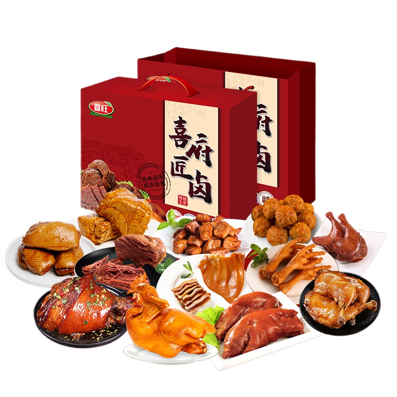 喜旺（Siwin Foods） 熟食卤味鸡鸭肉组合 喜府匠卤肉食 3150g（12款）礼盒装 混色（单位：盒）