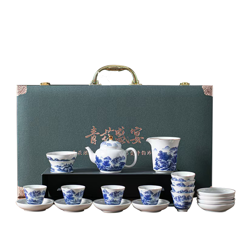 品舰 茶具套装青花盛宴 PJL058 茶壶*1茶海*1茶杯*8杯垫*8过滤组*1 礼盒*1 白色（单位：套）