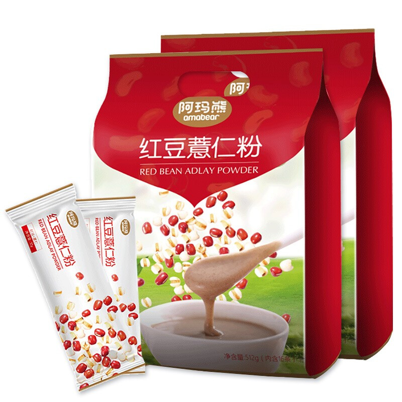 阿玛熊（AMAXIONG） 红豆薏米粉 代餐冲饮 480g*2盒 枫叶色（单位：组）