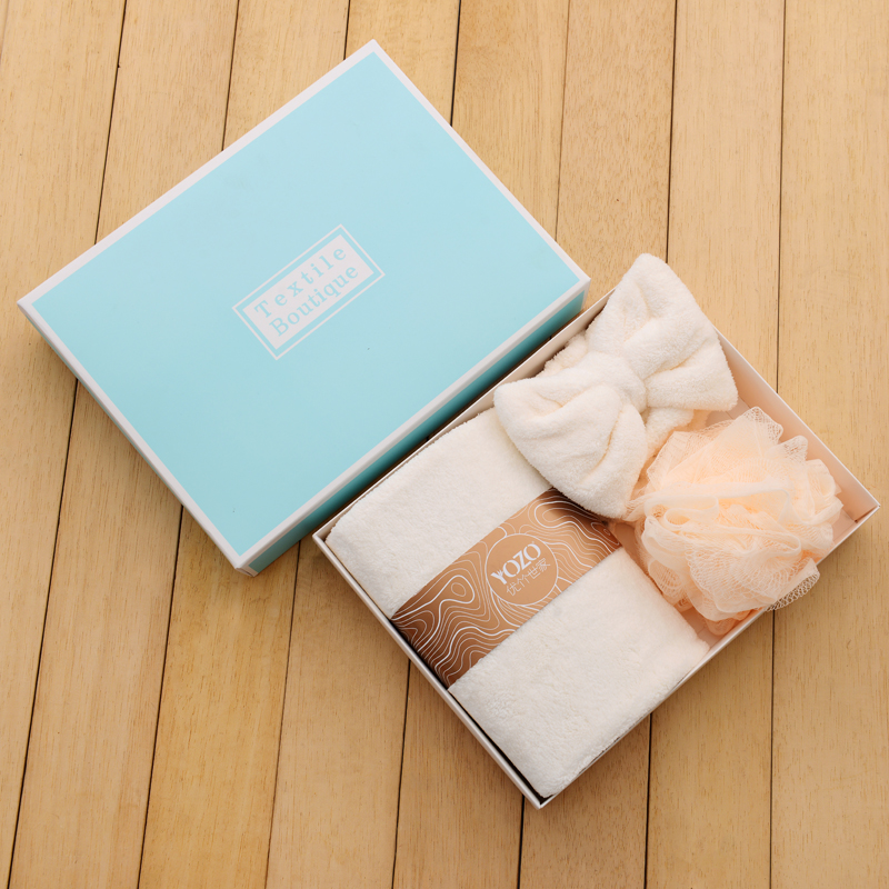 优竹世家 毛巾发带浴球组合套装 莫兰迪-C 1毛巾1发带1浴球 白色（单位：套）