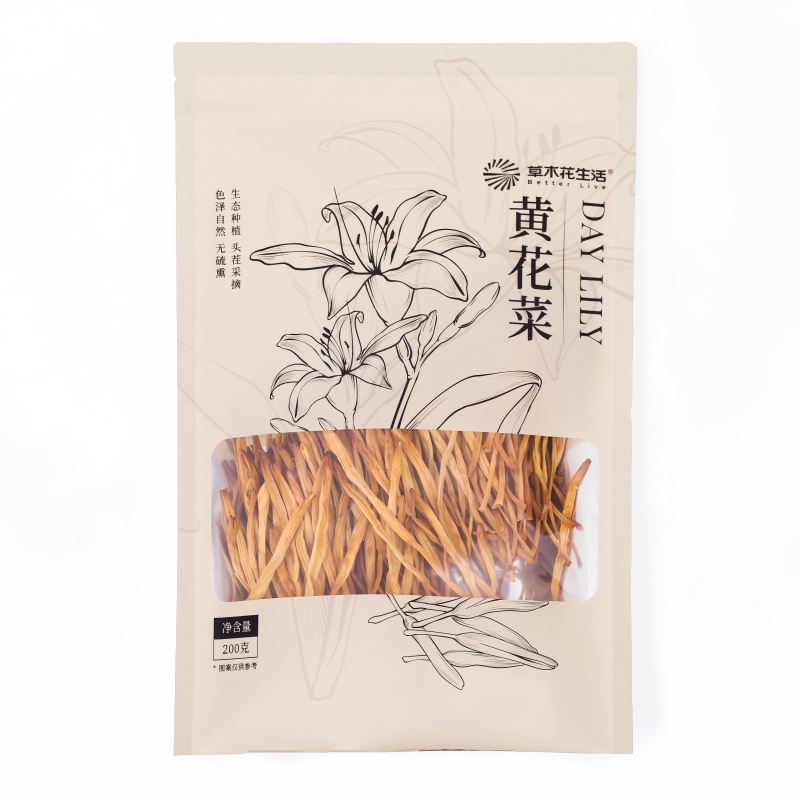 草木花生活 黄花菜 无硫熏 ，色泽自然 200g 米色（单位：袋）